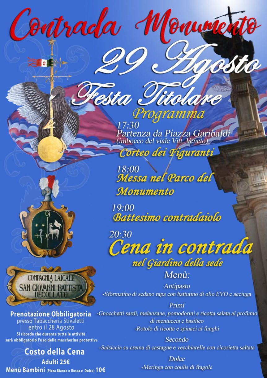Palio di Castel del Piano, Contrada Monumento: 29/08 Festa Titolare 2020