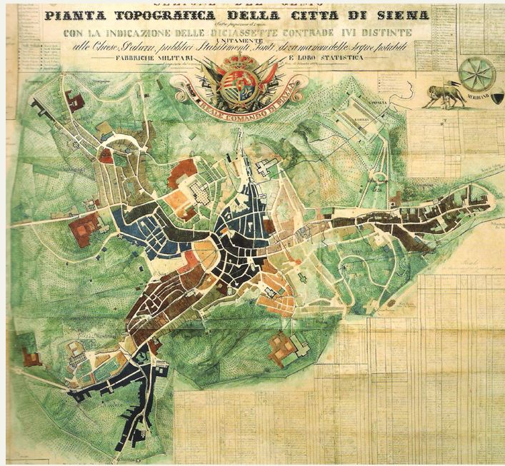 Palio di Siena: Le Contrade di appartenenza delle strade&nbsp;cittadine