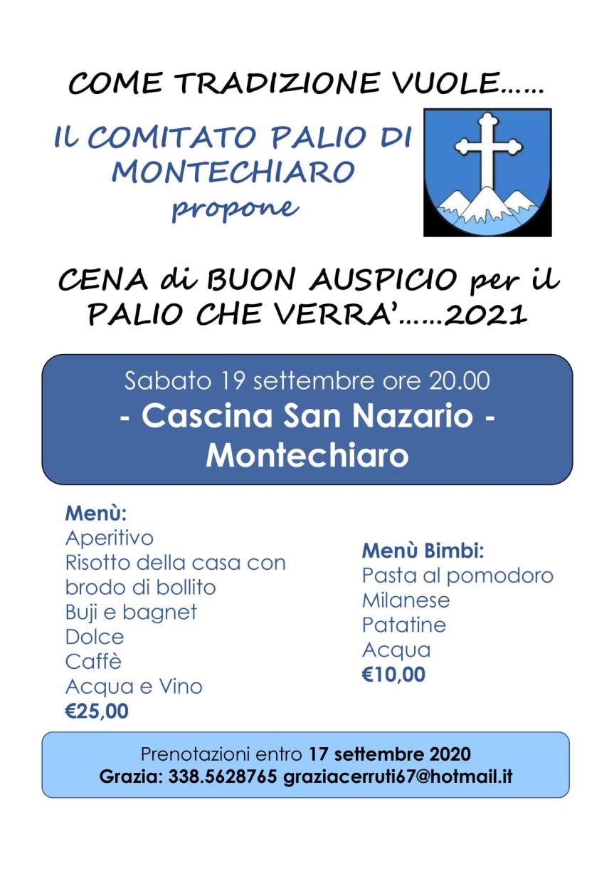 Palio di Asti: Comitato Palio Montechiaro: 19/09 Cena di Buon Auspicio per il palio che verrà….2021