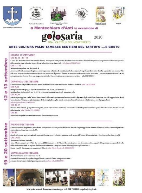 Palio di Asti: 13/09 Golosaria a Montechiaro tra arte, cultura, tambass e&nbsp;tartufi