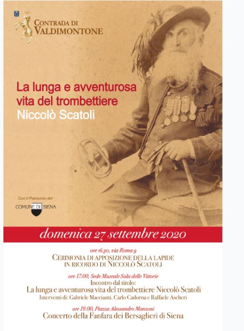 Siena, Contrada del Valdimontone: 27/09 Cerimonia di apposizione della lapide in ricordo di Niccolò&nbsp;Scatoli