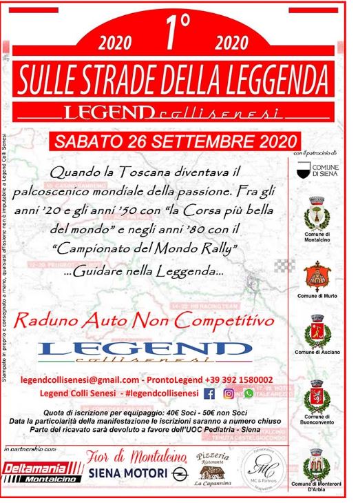 SIENA: AL VIA “LEGEND SULLE STRADE DELLA LEGGENDA”, IL RADUNO AUTO NON&nbsp;COMPETITIVO