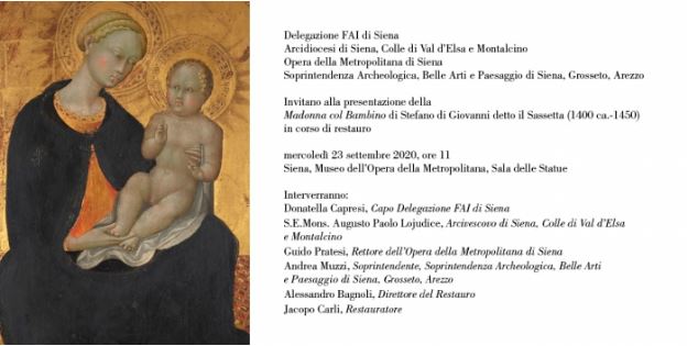 SIENA: OGGI 23/09 ORE 11.00 PRESENTAZIONE DELLA “MADONNA COL&nbsp;BAMBINO”