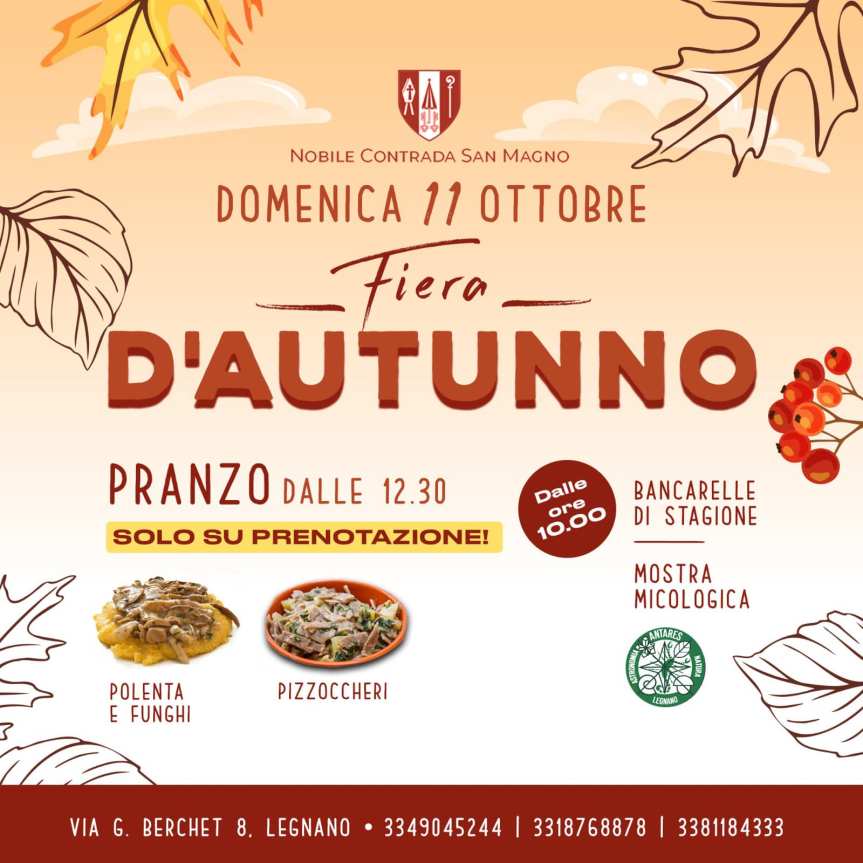Palio di Legnano, Contrada San Magno: Domani 11/10 Fiera&nbsp;d’Autunno