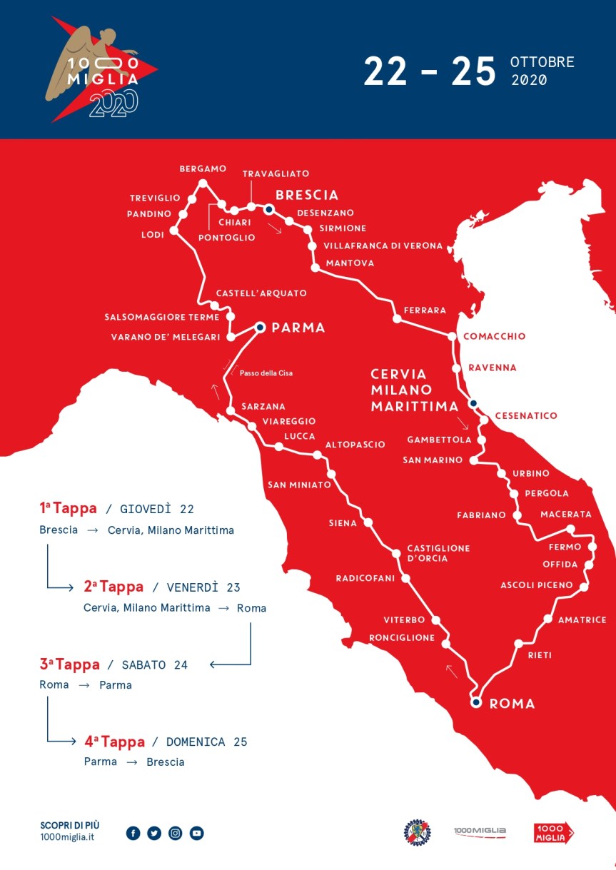 Siena: 1000 Miglia 2020, il 24 ottobre la corsa più bella del mondo fa tappa a&nbsp;Siena