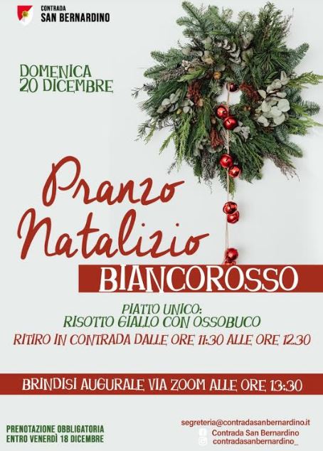Palio di Legnano, Contrtada San Bernardino: Comunicato Stamap su Christmas Party On Line di ieri&nbsp;20/12