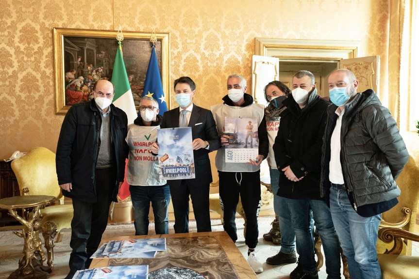 Italia: Whirlpool, il Presidente Conte riceve i&nbsp;lavoratori