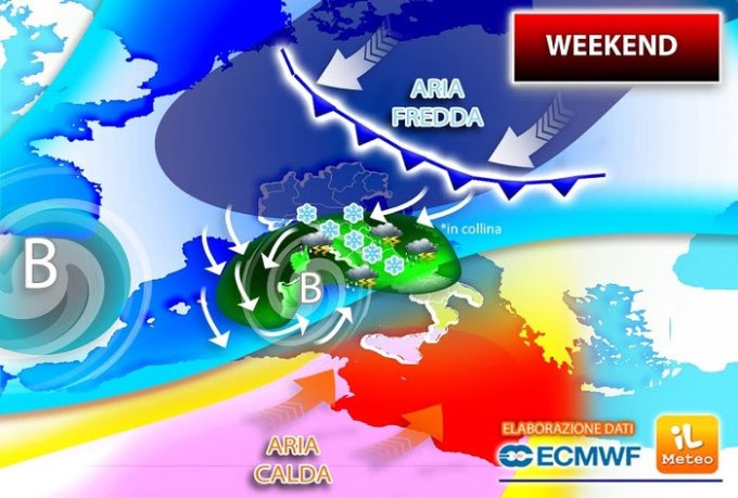 Italia, Meteo: WEEKEND, tra SABATO e DOMENICA ONDATA di PIOGGE BATTENTI e pure NEVE fino in PIANURA. La&nbsp;PREVISIONE