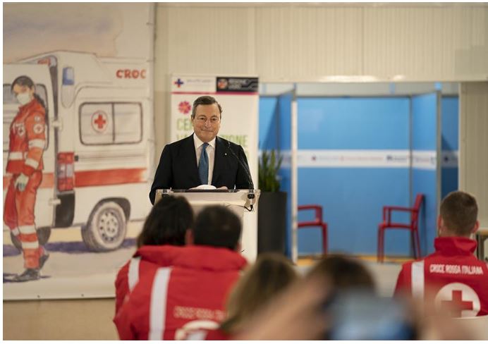 Italia: Vaccini, il discorso di Draghi all’hub di Fiumicino. Il&nbsp;video