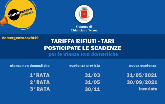 Provincia di Siena, Chianciano: Covid, posticipata la Tari per le utenze non&nbsp;domestiche