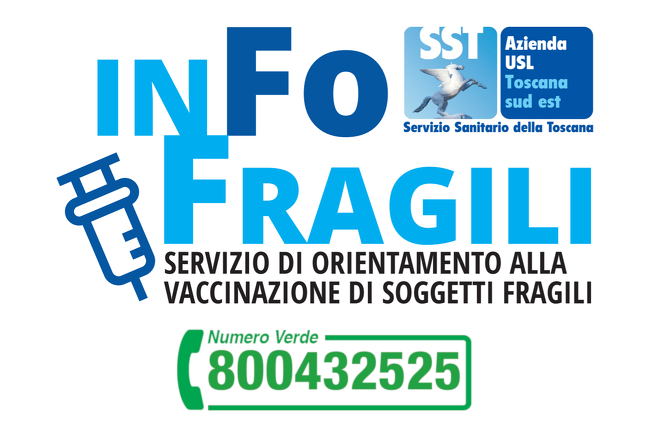 Toscana: InfoFragili, via al numero verde della Asl Toscana Sud Est per la vaccinazione dei&nbsp;“fragili”