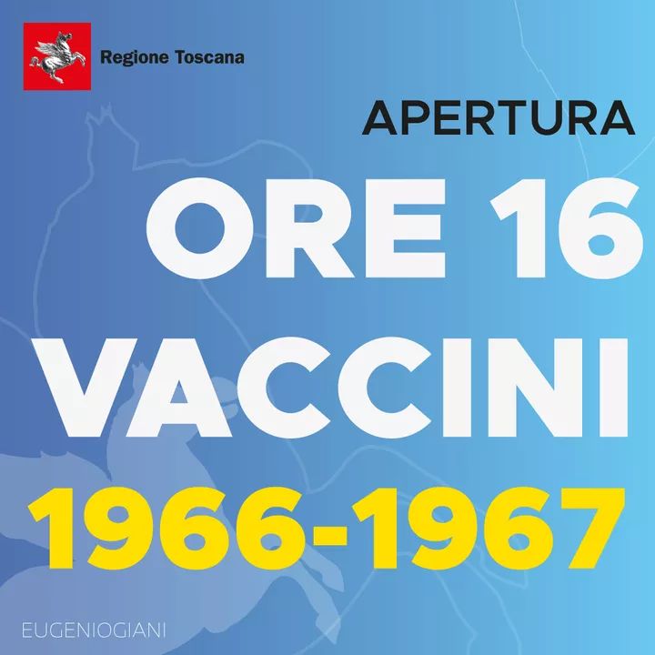 Toscana: Vaccini per i nati nel 1966 e 1967, agende aperte dalle 16 di oggi&nbsp;13/05