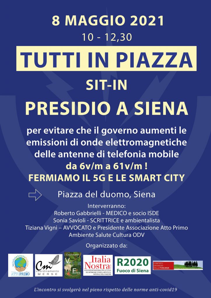 Siena: Emissioni elettromagnetiche, associazioni in piazza Duomo contro l’aumento dei limiti&nbsp;italiani