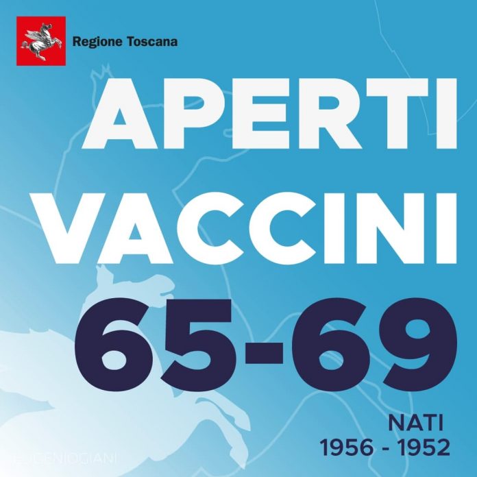 Toscana: Vaccini per 65-69enni, effettuate già quasi 40mila prenotazioni. Agende ancora&nbsp;aperte