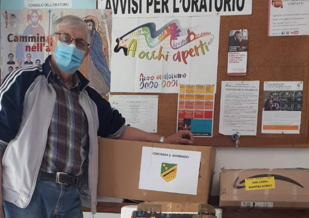 Palio di Legnano, Contrada Sant’Ambrogio: Alla Parrocchia S.Pietro di Legnano la nuova raccolta di generi alimentari della&nbsp;Contrada