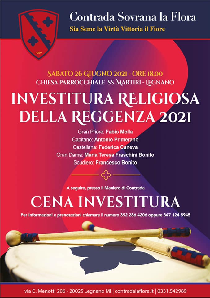 Palio di Legnano, Contrada La Flora: 26/06 Investitura Reggenza e Cena&nbsp;Investitura
