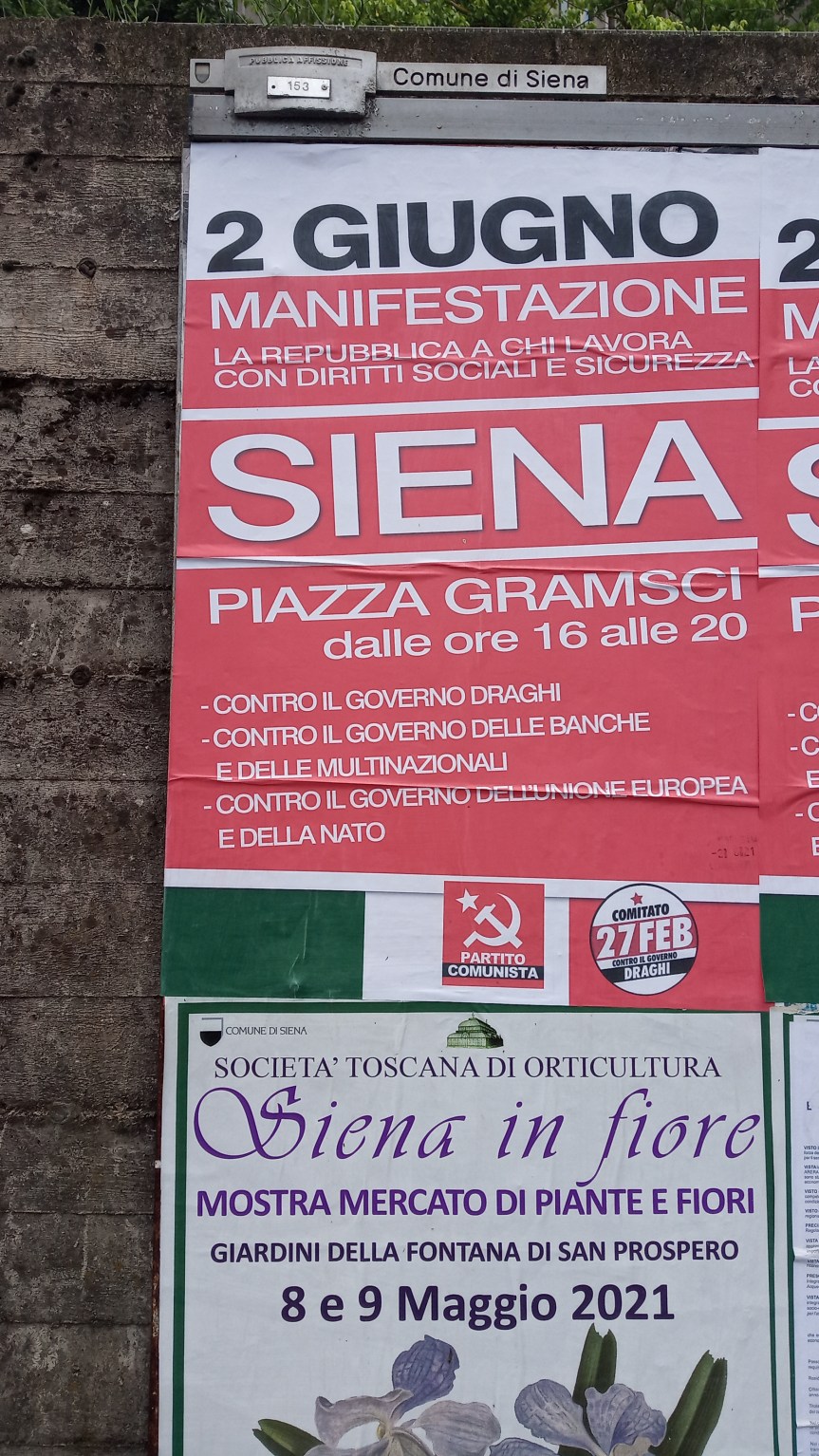Siena: 2 giugno manifestazione del Partito Comunista in Piazza&nbsp;Gramsci