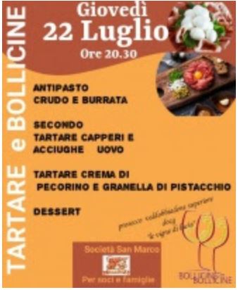 Siena, Contrada della Chiocciola: 22/07 Cena “Tartare e Bollicine” all’Oliveta