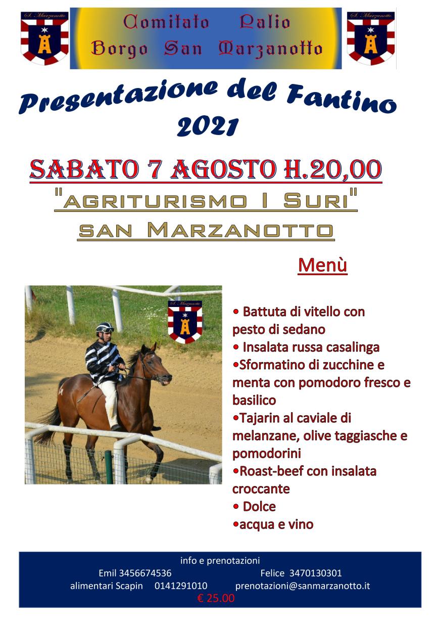 Palio di Asti, Comitato Palio San Marzanotto: 07/08 Presentazione Fantino Donato&nbsp;Calvaccio