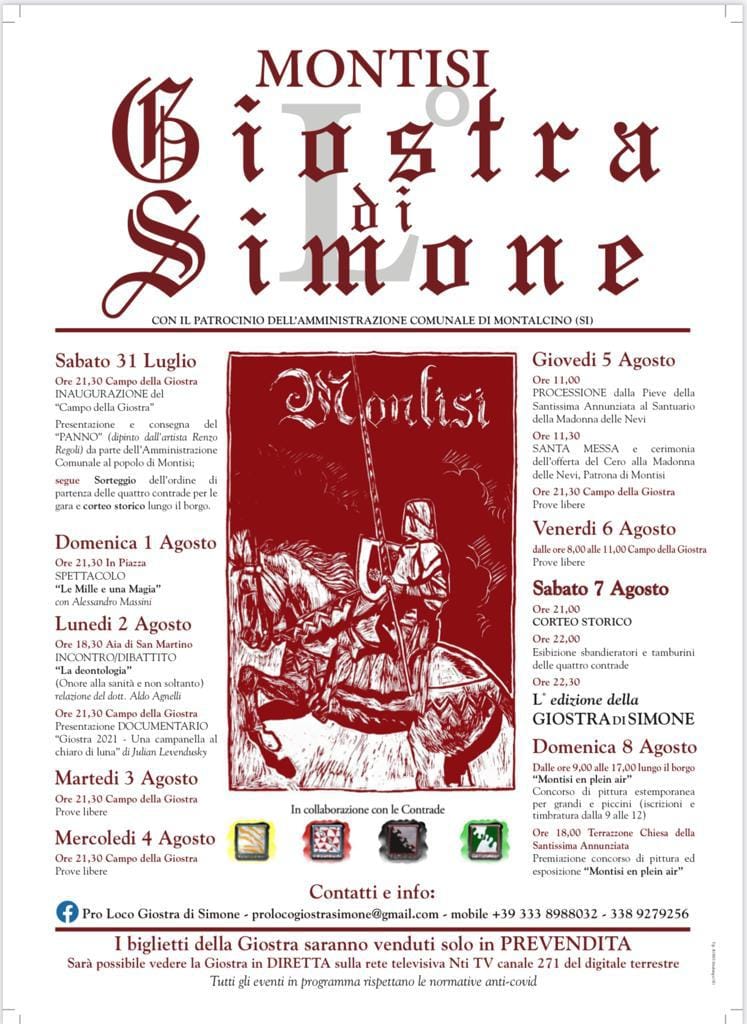 Provincia di Siena: Sabato 07/08 la 50^ Edizione della Giostra di Simone a Montisi