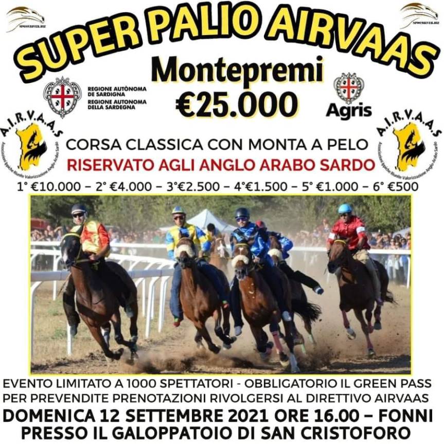 Palii, Airvaas, Fonni: 12/09 al Super palio montepremi di 25.000&nbsp;Euro