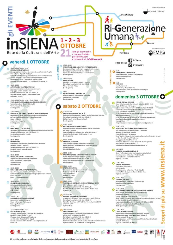 Siena: InSiena 2021, oltre 30 eventi per la prima edizione del festival della rigenerazione&nbsp;umana