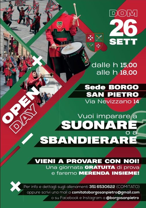Palio di Asti, Rione San PietrO: 26/09 Open Day Musici e&nbsp;Sbandieratori