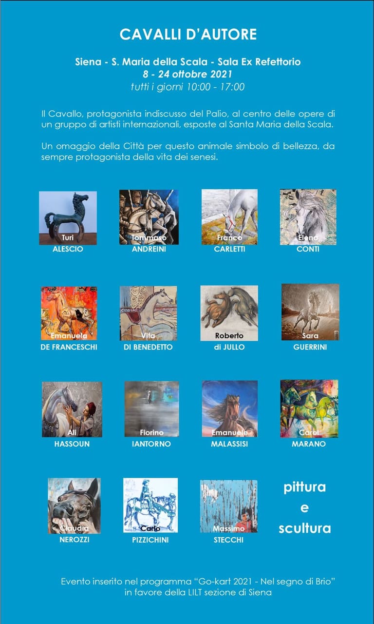 Palio di Siena: 08/10 al Santa maria della Scala inaugurazione Mostra “Cavalli d’Autore”