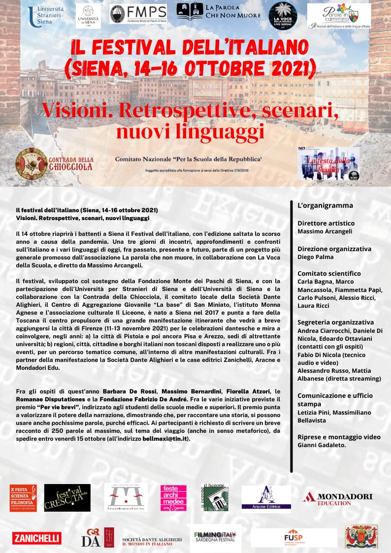 Siena: Torna in città il Festival&nbsp;dell’Italiano