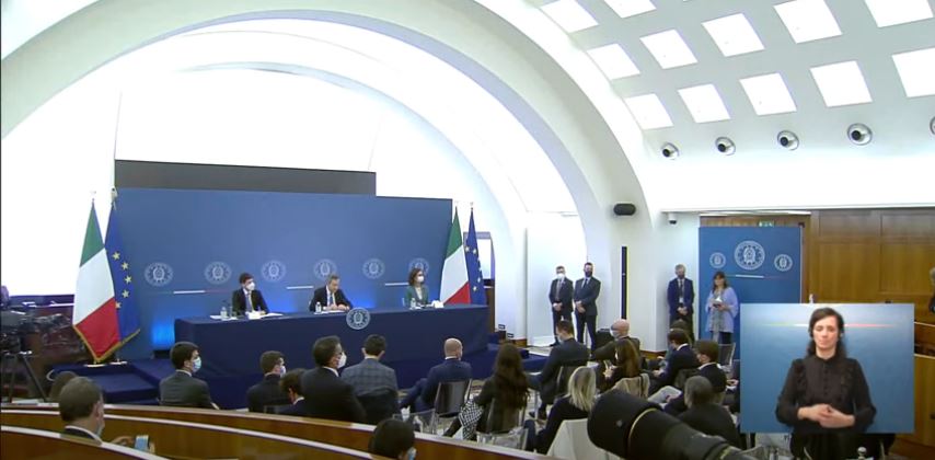 Italia: Conferenza stampa del Presidente Draghi con i Ministri Speranza e&nbsp;Gelmini