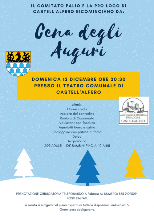 Palio di Asti, Comitato Palio Castell’Alfero: 12/12 Cena degli Auguri di&nbsp;Natale