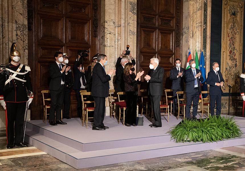 italia: Il Presidente Draghi alla cerimonia per lo scambio degli auguri di fine anno al&nbsp;Quirinale
