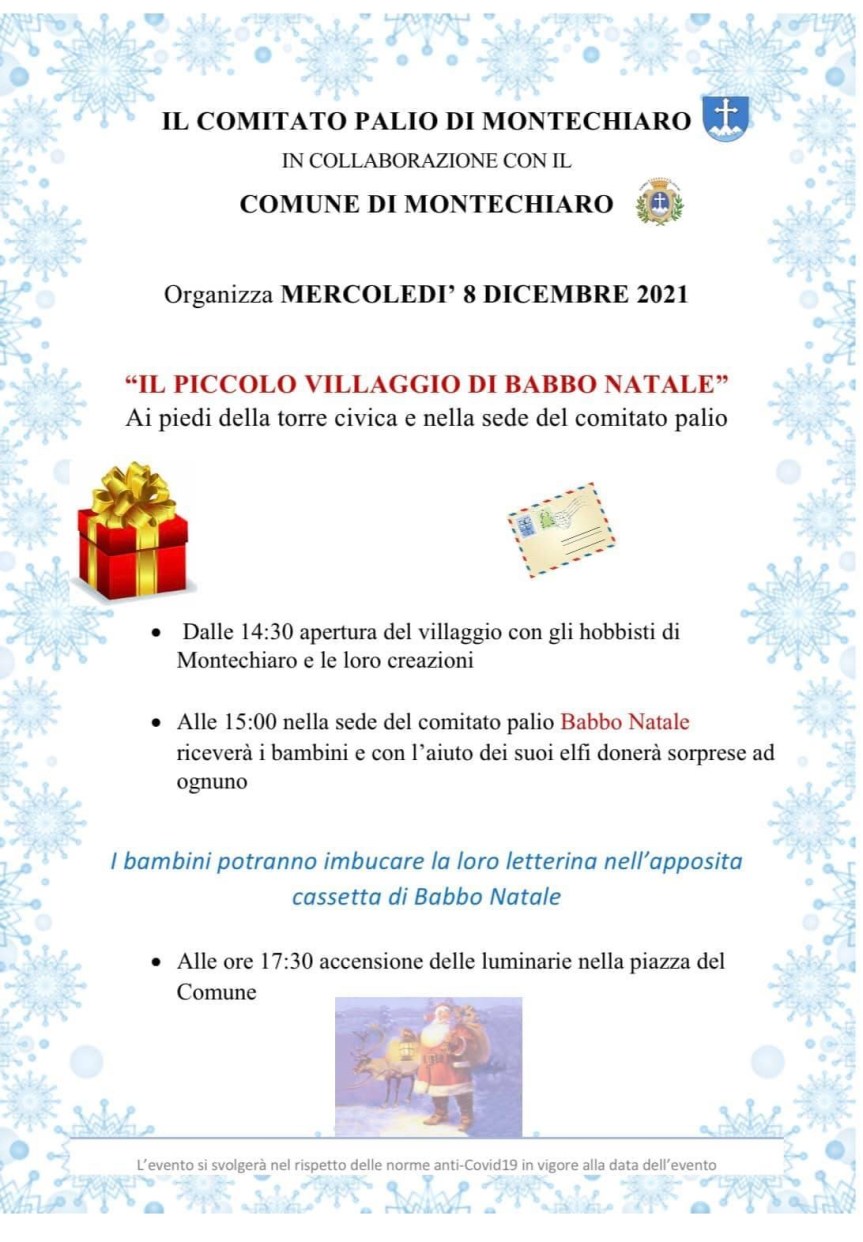 Palio di Asti, Comitato Palio Montechiaro: 08/12 Piccolo Villaggio di Babbo&nbsp;Natale