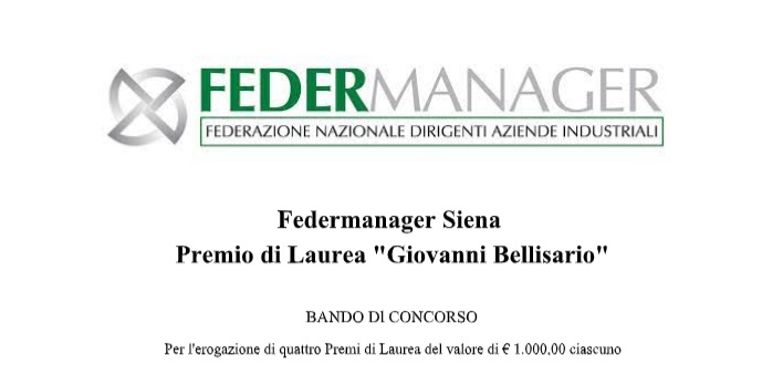 Siena, Premio Bellisario: Continua la collaboraborazione Federmanager-Unisi
