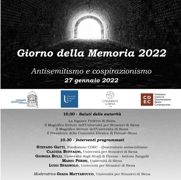 Siena: Incontro su antisemitismo e cospirazionismo nel Giorno della&nbsp;Memoria