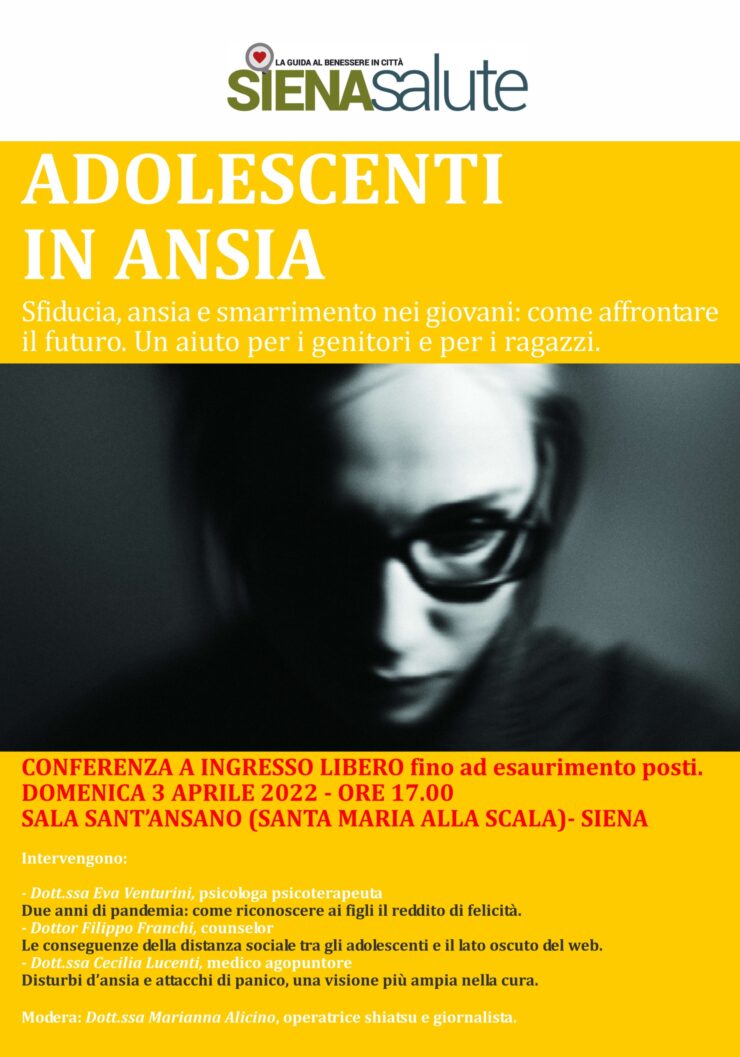 Sienqa, “Adolescenti in ansia”: Il 3 aprile una conferenza al&nbsp;SMS