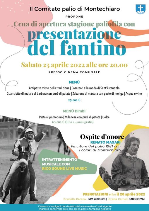 Palio di Asti, Comitato Palio Montechiaro: 23/04 Presentazione fantino Jonathan Bartoletti detto “Scompiglio”