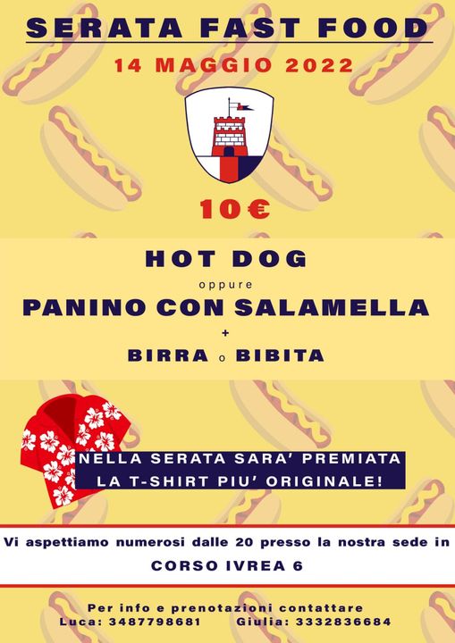 Palio di Asti, Comitato Palio Borgo Torretta: Domani 14/05 Serata Fast&nbsp;Food