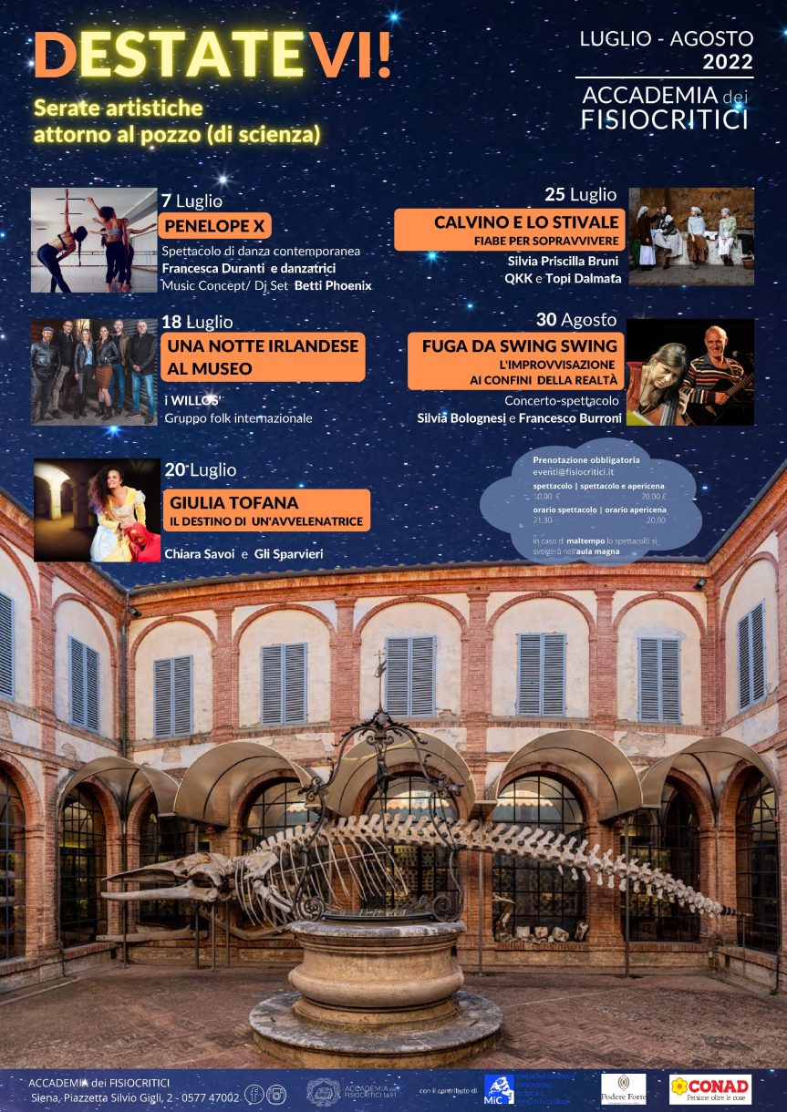 Siena: All’Accademia dei Fisiocritici nuovi appuntamenti con la rassegna estiva&nbsp;“Destatevi!”