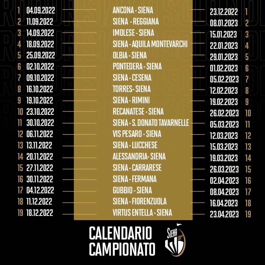 Siena, Acr Siena: Oggi 26/08 ecco il calendario, esordio a&nbsp;Ancona