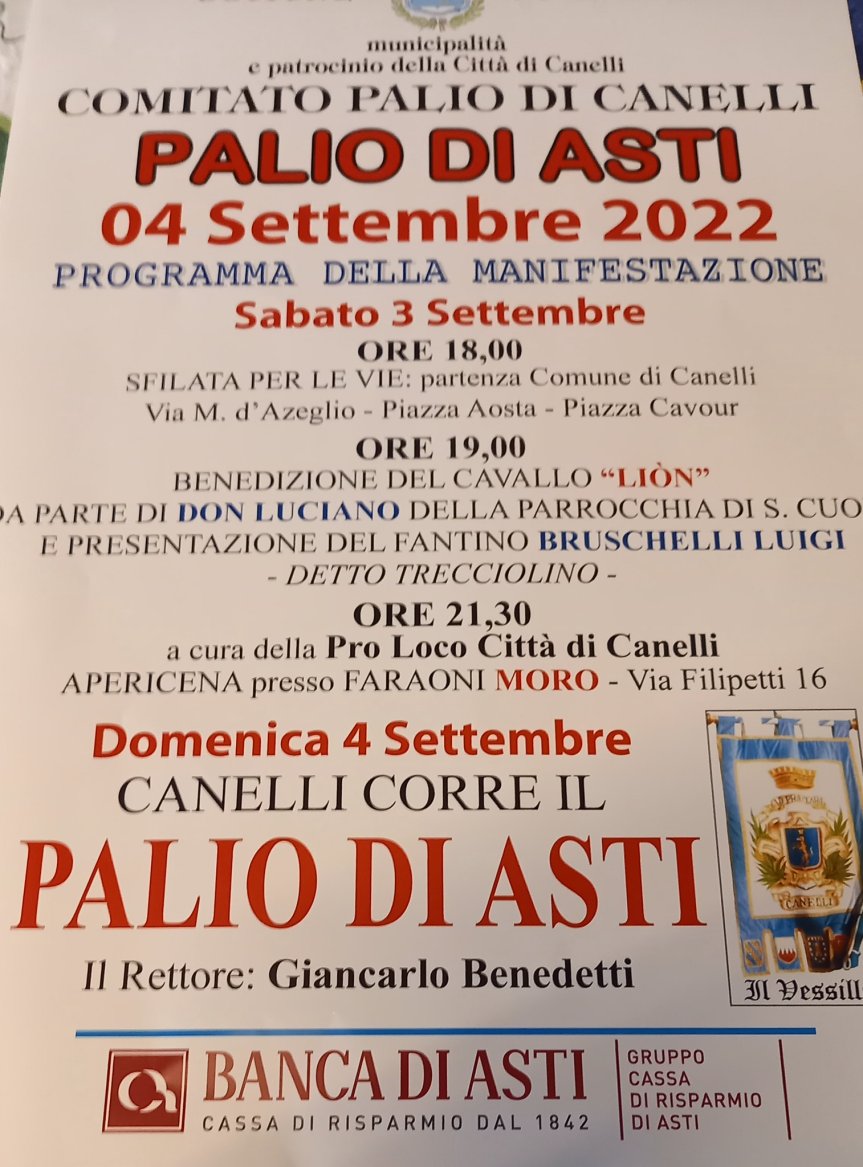 Palio di Asti, Comitato Palio Canelli: 03-04/09 Programma&nbsp;Manifestazione