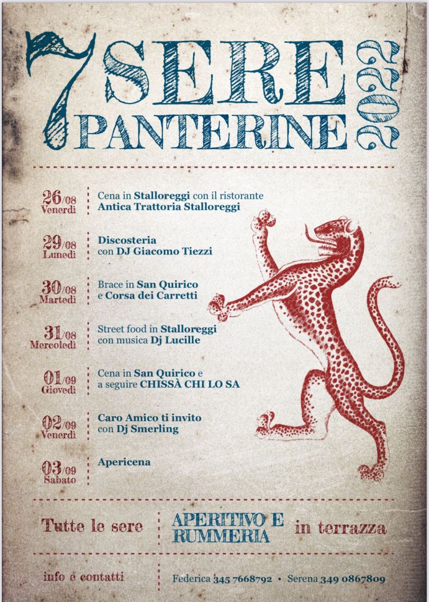 Siena, Contrada della Pantera: 26/08-03/09 Sette Sere&nbsp;Panterine