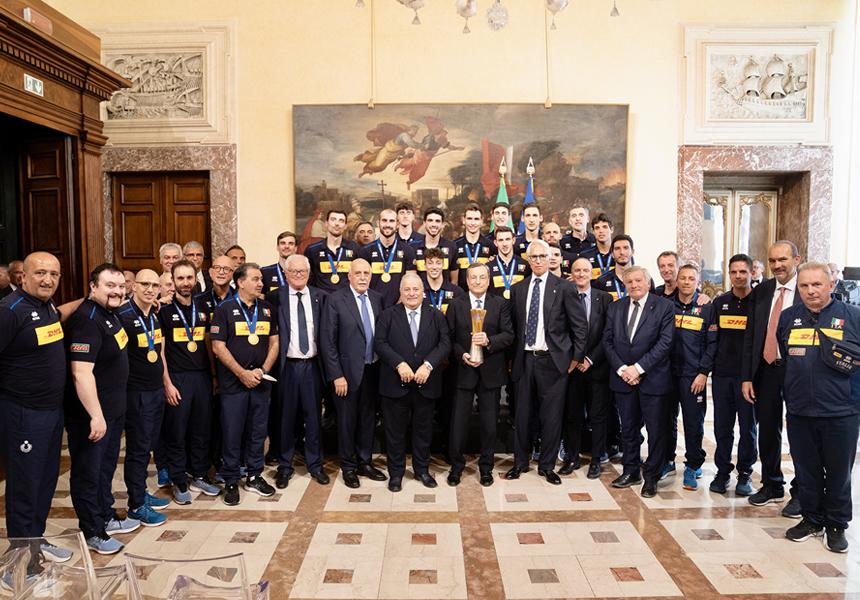 Italia: Volley, il Presidente Draghi incontra la Nazionale maschile Campione del&nbsp;Mondo