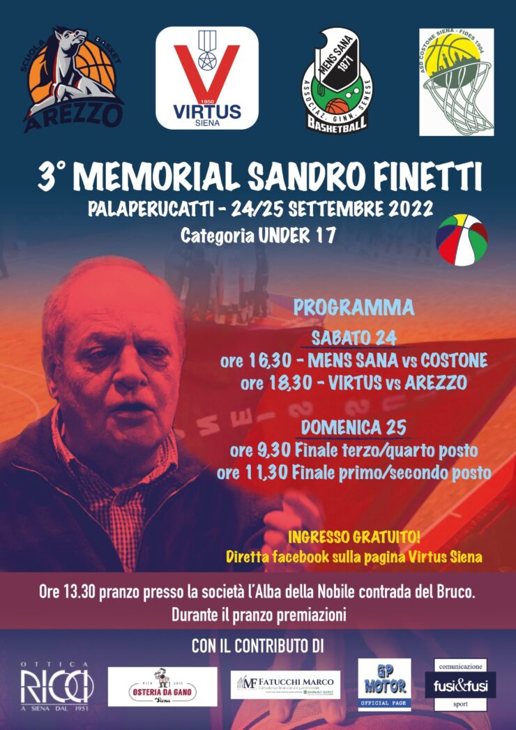 Siena: Il 24 e 25 settembre si gioca il 3° Memorial&nbsp;Finetti