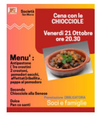 Siena, Contrada della Chiocciola: 21/10 Cena con le&nbsp;chiocciole