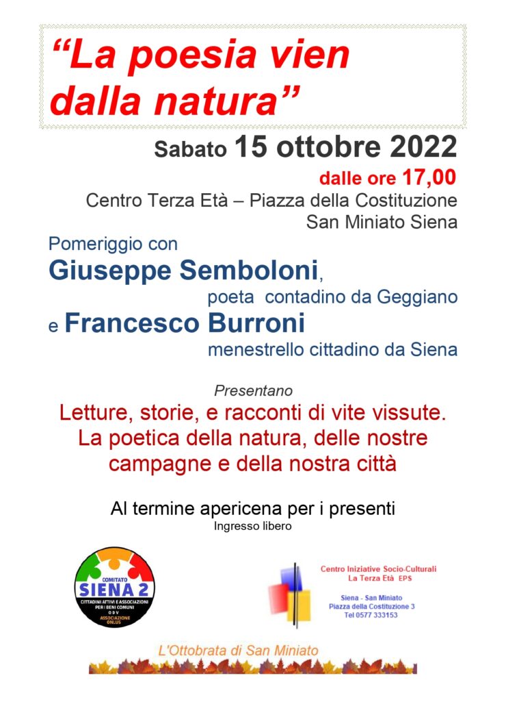 Siena: “La poesia che vien dalla natura” a San&nbsp;Miniato