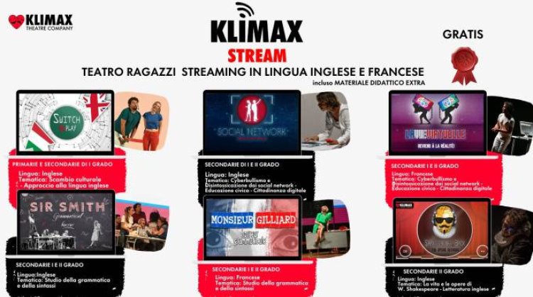 Siena: Klimax Stream, via al progetto di teatro digitale in lingua straniera nelle scuole del Comune di Siena