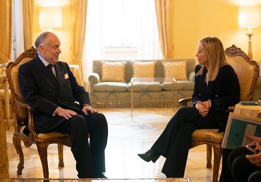 Italia: Il Presidente Meloni incontra Ronald Lauder, Presidente del World Jewish&nbsp;Congress