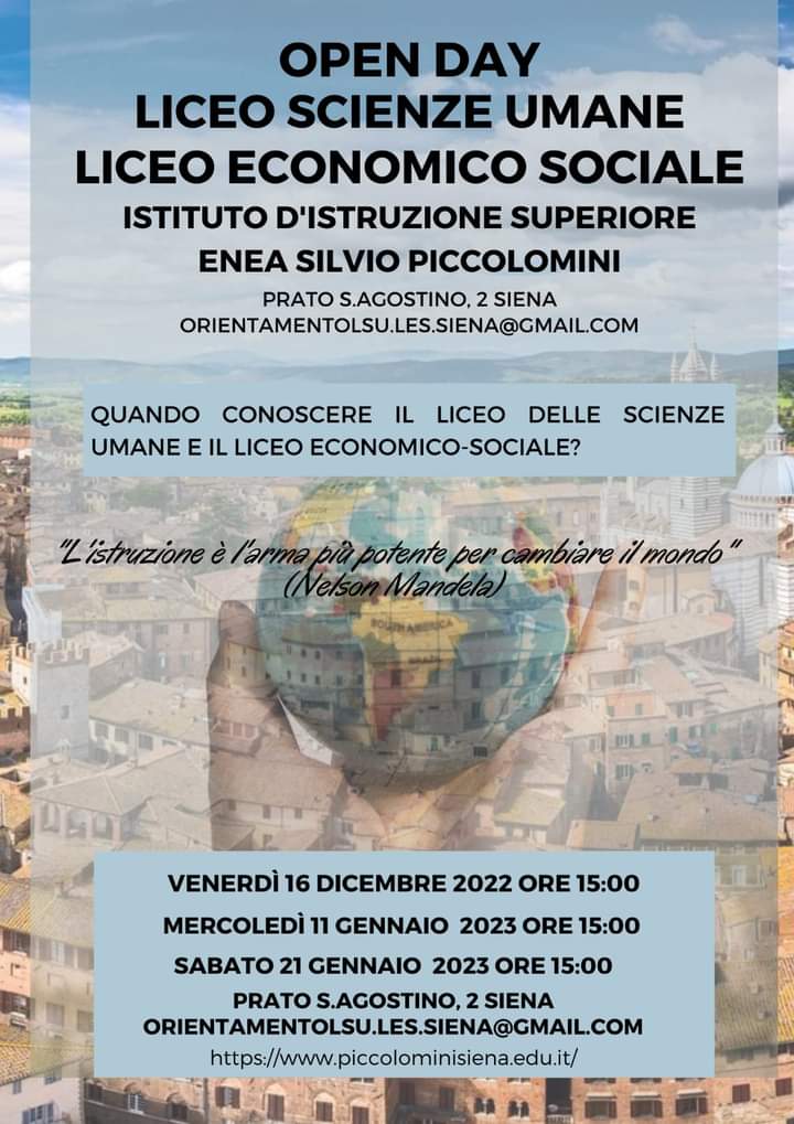 Siena: Open day al Piccolomini per Scienze umane e liceo economico-sociale