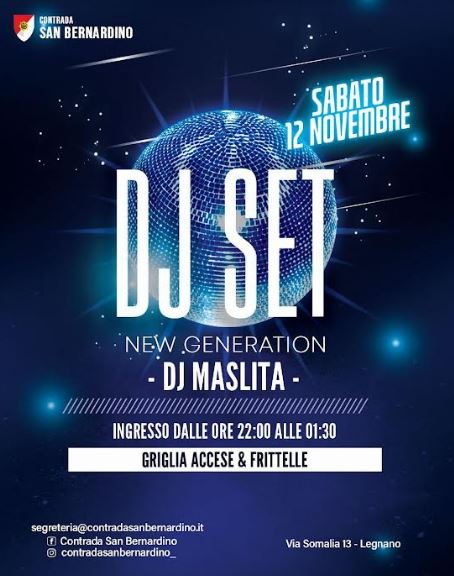 Palio di Legnano, Contrada San Bernardino: Comunicato per serata New&nbsp;Generation